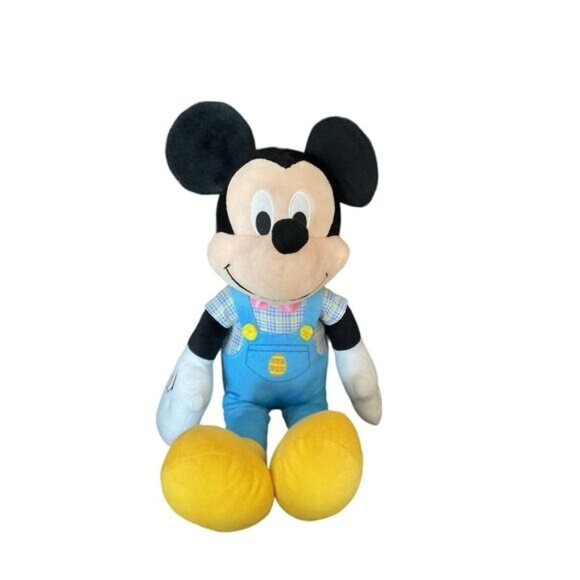 Disney Mickey Mouse Easter Overalls Pink Blue Yellow Easter Egg Plush Stuffed 19 - Picture 1 of 3